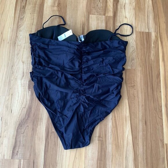 J. Crew Ruched Navy Blue One Piece Swimsuit Bathing Suit Size 24 NWT - Picture 6 of 9